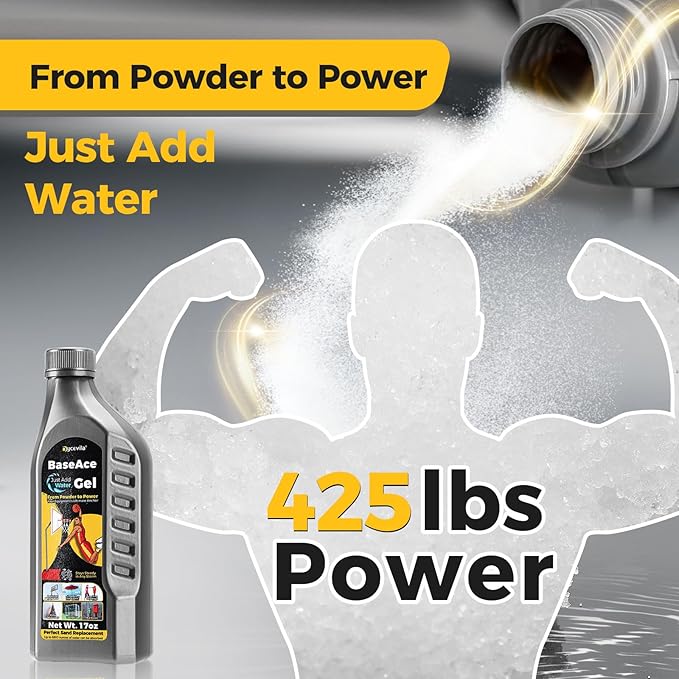 17oz BaseAce Gel Polymer- Perfect to Replace Sand for Punching Bag & Anchor Basketball Hoop, Secure Outdoor Umbrella Base & Indoor Equipment Base with Superior Strength, More Reliable Than Water Alone