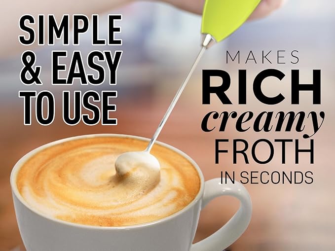 Zulay Powerful Milk Frother for Coffee with Upgraded Titanium Motor - Handheld Frother Electric Whisk, Milk Foamer, Mini Mixer & Coffee Blender Frother for Frappe, Latte, Matcha, No Stand - Lime Green