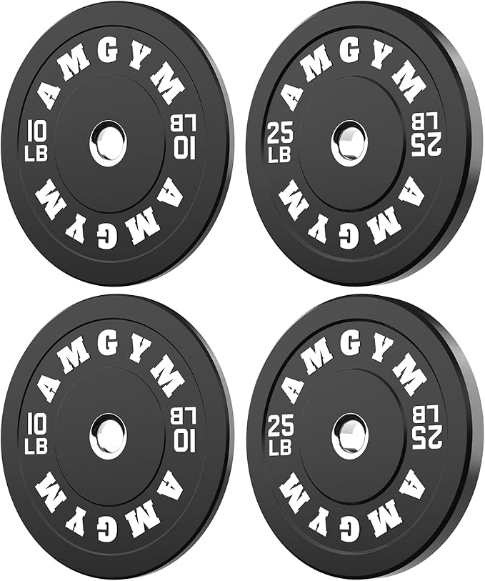 2 Inch Bumper Plates,10-500lbs,Barbell Rubber Olympic Weight Plates Set for Home Gym, Strength Training & Weight Lifting, Multiple Options Colors
