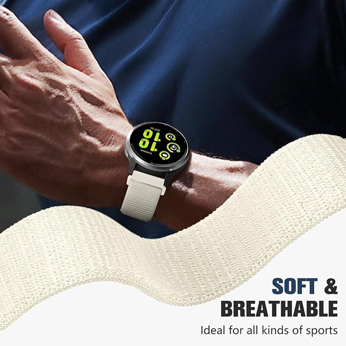 18mm 20mm 22mm Hook and Loop Watch Band Compatible with Garmin Vivoactive 5/ Vivoactive 6/ Vivoactive 3, Soft Nylon Breathable Sport Strap for Venu 2S/ Venu3S/ Forerunner 265s,Venu 3/ Venu 2 Men Women