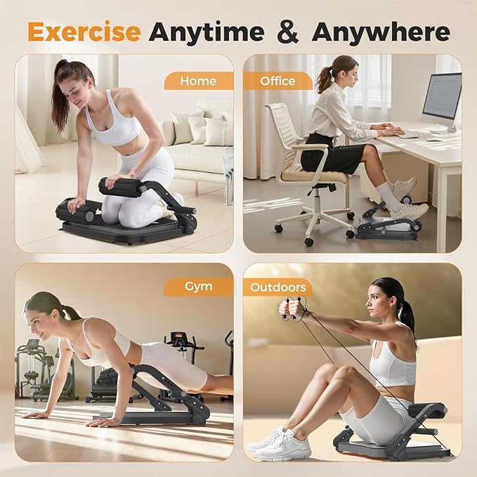 Ab Machine,Sit Up Exercise Equipment& Core Machine, Workout Equipment,Adjustable Ab Trainer with 3 Resistance Levels and Removable Auxiliary Handle,Home Gym Fitness Equipment for All Ages