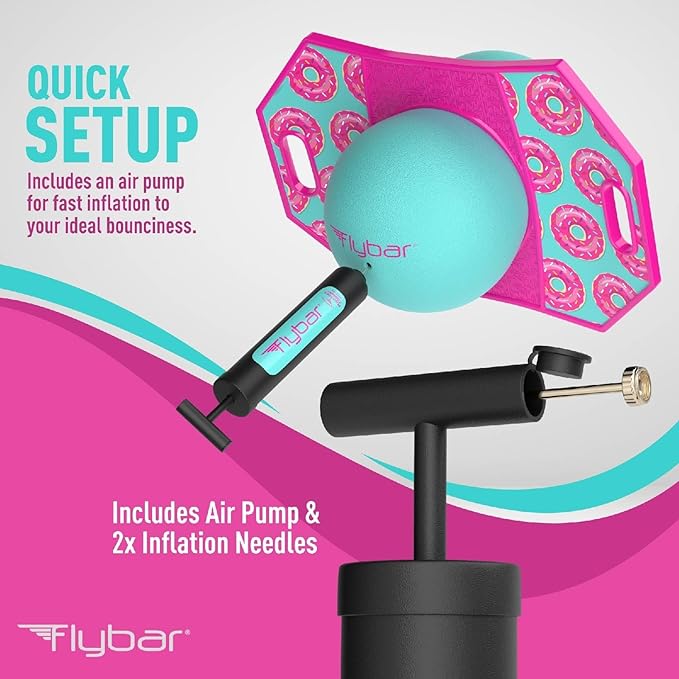 Flybar Pogo Trick Ball for Kids, Bounce Board for Boys and Girls Ages 6+, Up to 160 lbs, Includes Pump, Easy to Carry Handle, Durable Plastic Deck Indoor, Outdoor Toy Pogo Jumper,