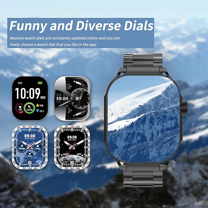 2.06" AMOLED Touch Screen Smart Watch for Man/Women Activity Fitness Tracker with Heart Rate/Blood Pressure/Sleep Monitor Bluetooth IP67 Waterproof for Android & iOS