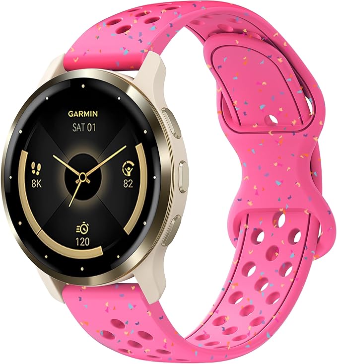 22mm Colorful Sport Silicone Band Compatible With Garmin Vivoactive 4/Venu 3/Venu 2, Recycled Plastic Soft Sport Strap Replacement for Forerunner 265/745/255/255 Music Men Women