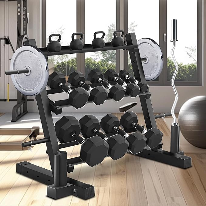 1200LBS Dumbbell Rack- Adjustable 3 Tier Weight Rack for Home Gym Dumbbells, Multilevel Free Weight Organizer Stand for Home Gym Fitness,Weight Plates,Kettlebell rack(Dumbbell Rack Stand Only)
