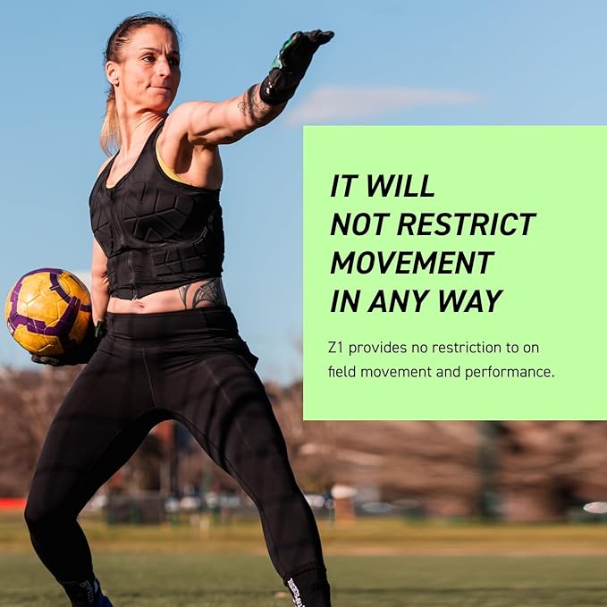 Z1 Impact Vest for Women, Front Zip Padded Compression Vest for Sports, Karate, Football, Breast and Rib Protection