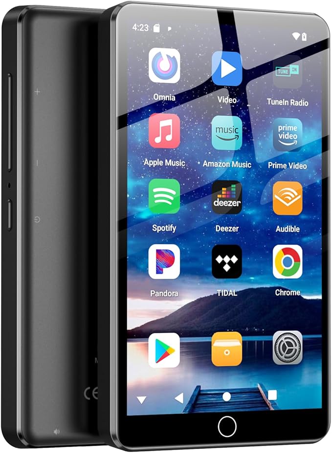 144GB MP3 Player with Bluetooth and WiFi, Android 13 OS MP3 & MP4 Players with 4" Touchscreen and Speaker, Spotify Music Players with Pandora, Audible, Amazon Music, Play Store