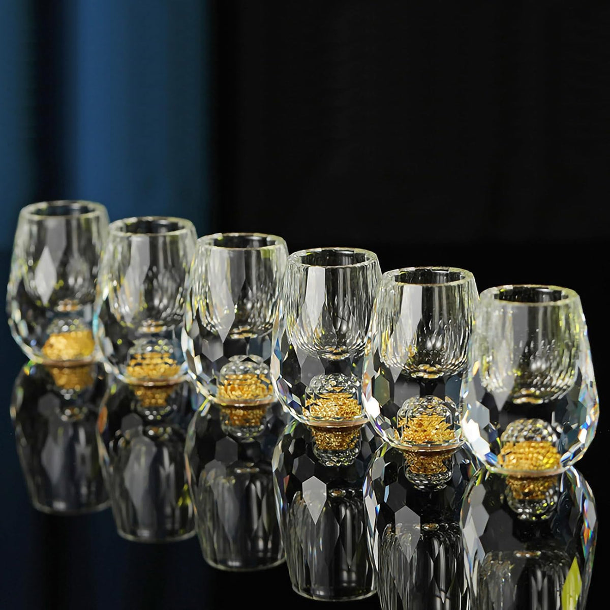 Crystal Glasses 0.5oz/15ml,shot glasses set of 2,Decorated With 24K Gold Leaf Flakes,Lead-Free,gold shot glasses,tequila shot glasses