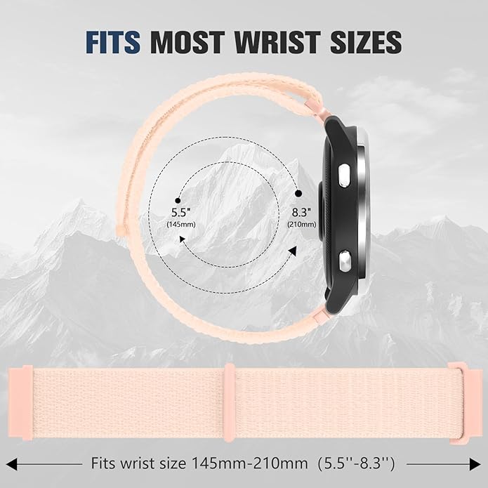 18mm 20mm 22mm Hook and Loop Watch Band Compatible with Garmin Vivoactive 5/ Vivoactive 6/ Vivoactive 3, Soft Nylon Breathable Sport Strap for Venu 2S/ Venu3S/ Forerunner 265s,Venu 3/ Venu 2 Men Women