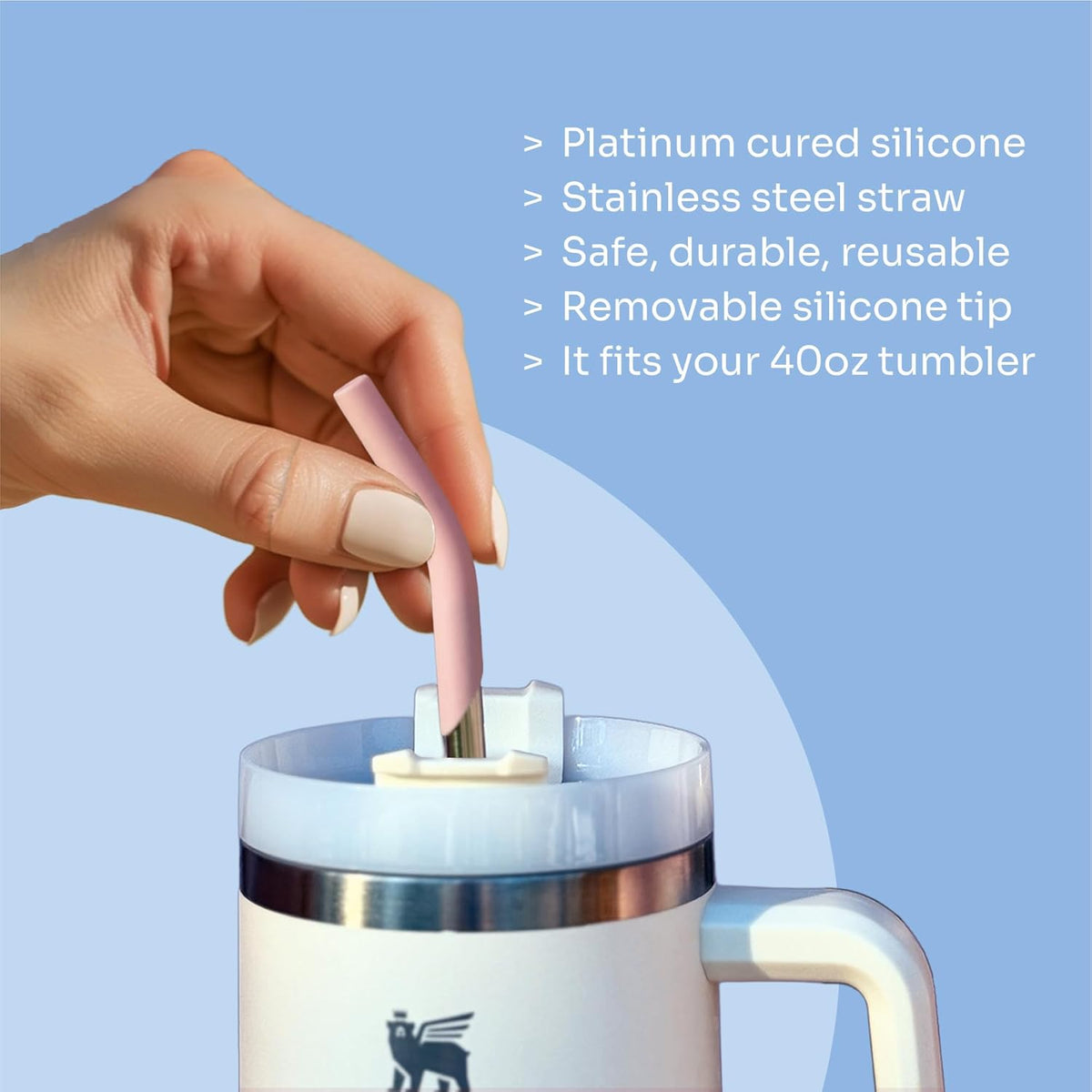 purifyou 14.5 inches Extra Long Stainless Steel Drinking Straws with Silicone Tips, Reusable Metal Straws for Tumblers, Smoothies, Milkshakes (Set of 2 with 2 Extra Silicone Tips, Assorted Colors)
