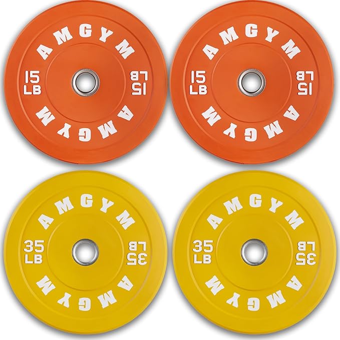 2 Inch Bumper Plates,10-500lbs,Barbell Rubber Olympic Weight Plates Set for Home Gym, Strength Training & Weight Lifting, Multiple Options Colors