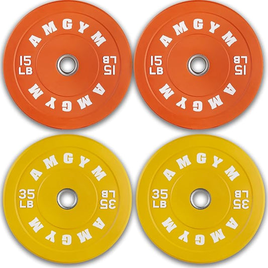 2 Inch Bumper Plates,10-500lbs,Barbell Rubber Olympic Weight Plates Set for Home Gym, Strength Training & Weight Lifting, Multiple Options Colors