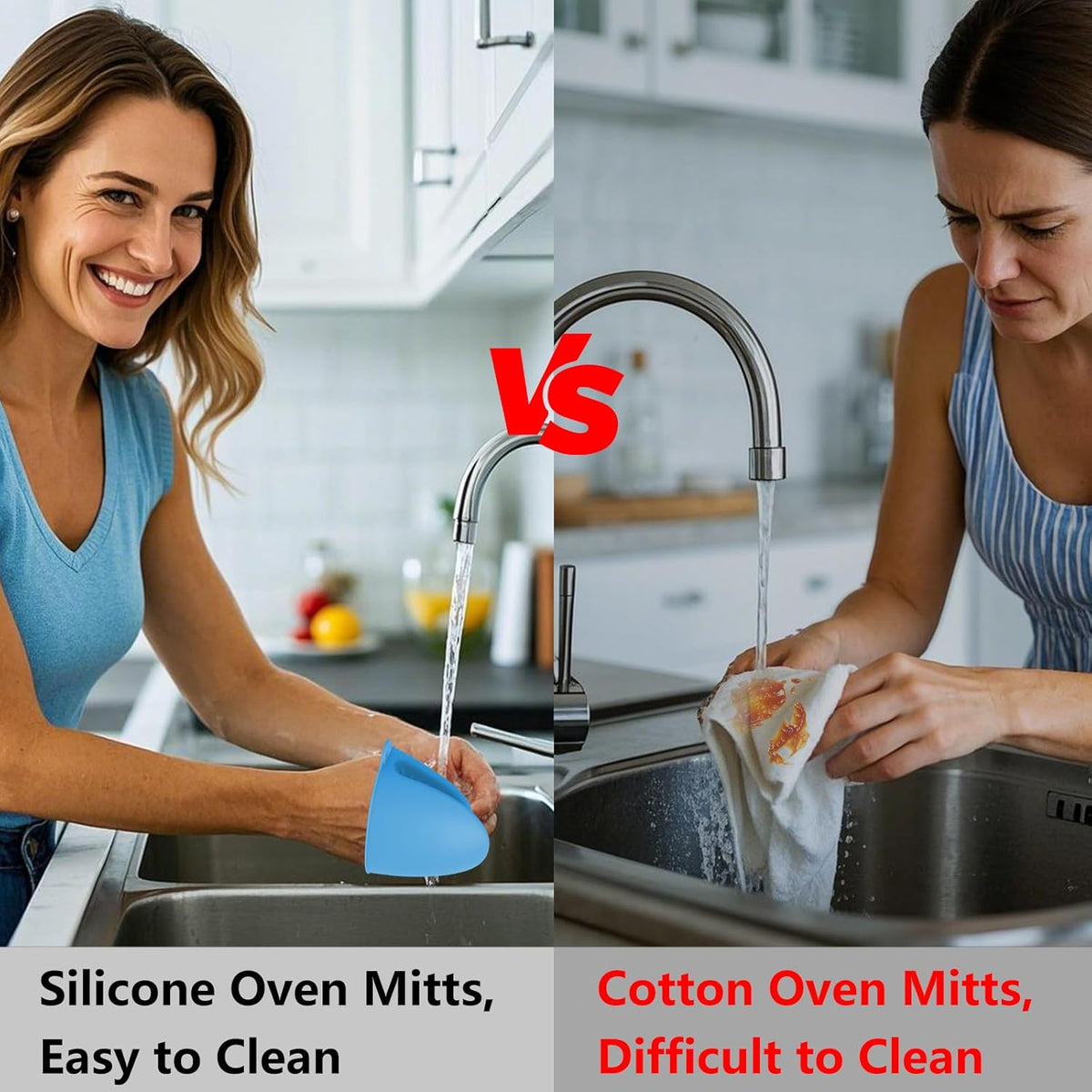 3 Pairs Oven Mitts Silicone Pot Holders Set Heat Resistant for Kitchen - Mini Silicone Oven Gloves Small Mittens Short Grips for Cooking & Baking, Blue