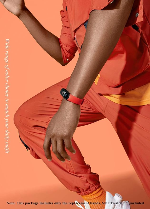 (4/8 PACK) Xiaomi Mi 5 & Mi 6 Strap Replacement Bracelets for Mi Band 5 & Mi 6 SmartWatch Bands, Skin-Friendly Soft & Flexible Silicone Wristband for Male and Female