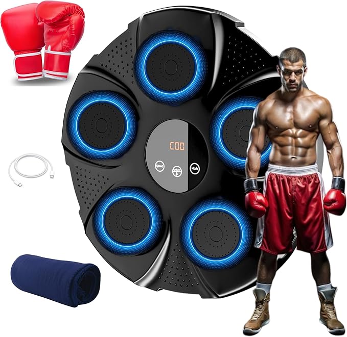 2025 Music Boxing Machine for Adults, 9 Modes & 9 Speeds Sounding Punch Boxing Machine Home Gym Training Equipment, Sound Punching Machine Durable Design, Real Experience Includes Gloves & Towel