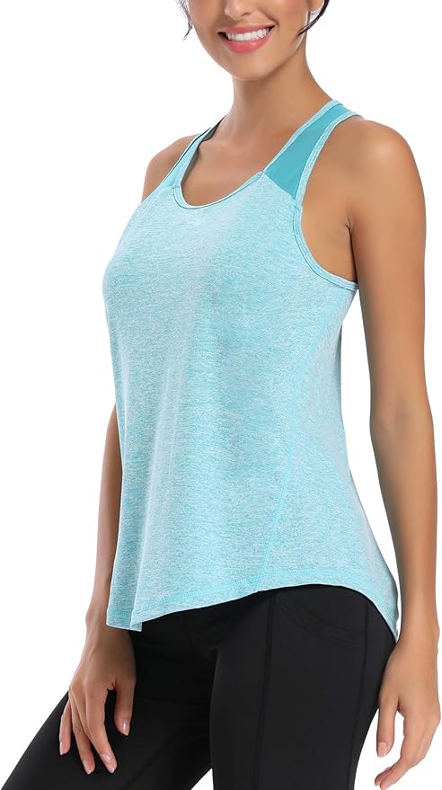Aeuui Womens Workout Tops for Women Racerback Tank Tops Mesh Yoga Shirts Athletic Running Tank Tops Sleeveless Gym Clothes