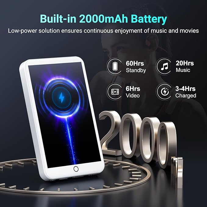 96GB MP3 Player with Bluetooth and WiFi, Android 13 MP3 MP4 Players with 4" Touchscreen and Speaker, 3GB RAM & 32GB ROM, Spotify Music Player with Audible, FM Radio, Amazon Music, Play Store