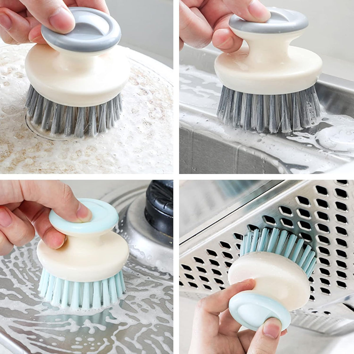 Dish Scrub Brush,Ergonomic Grip Palm Brush,Kitchen Scrub Brushes for Cleaning, Dish Scrubber with Stiff Bristles for Sink, Pots, Pans(2 Pack)