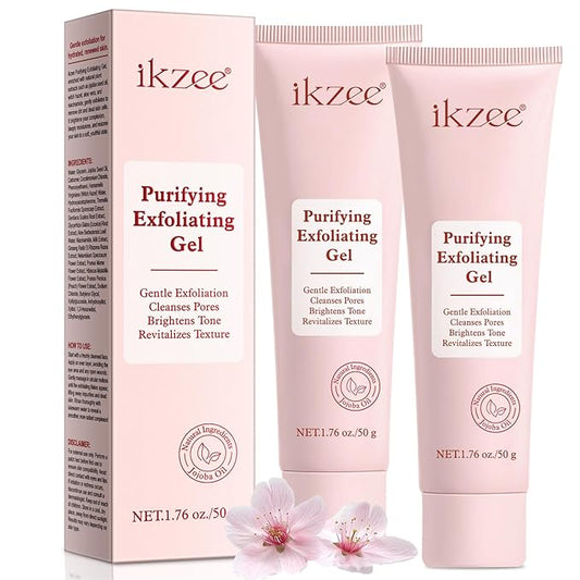 2 Pack Gentle Purifying Exfoliating Gel for improving Skin Tone & Texture, Deas Skin Cells/Pore Dirt/Excess Sebum/Impurities Remover, Hydration, Natural Formula, 1.76 Oz/50 G