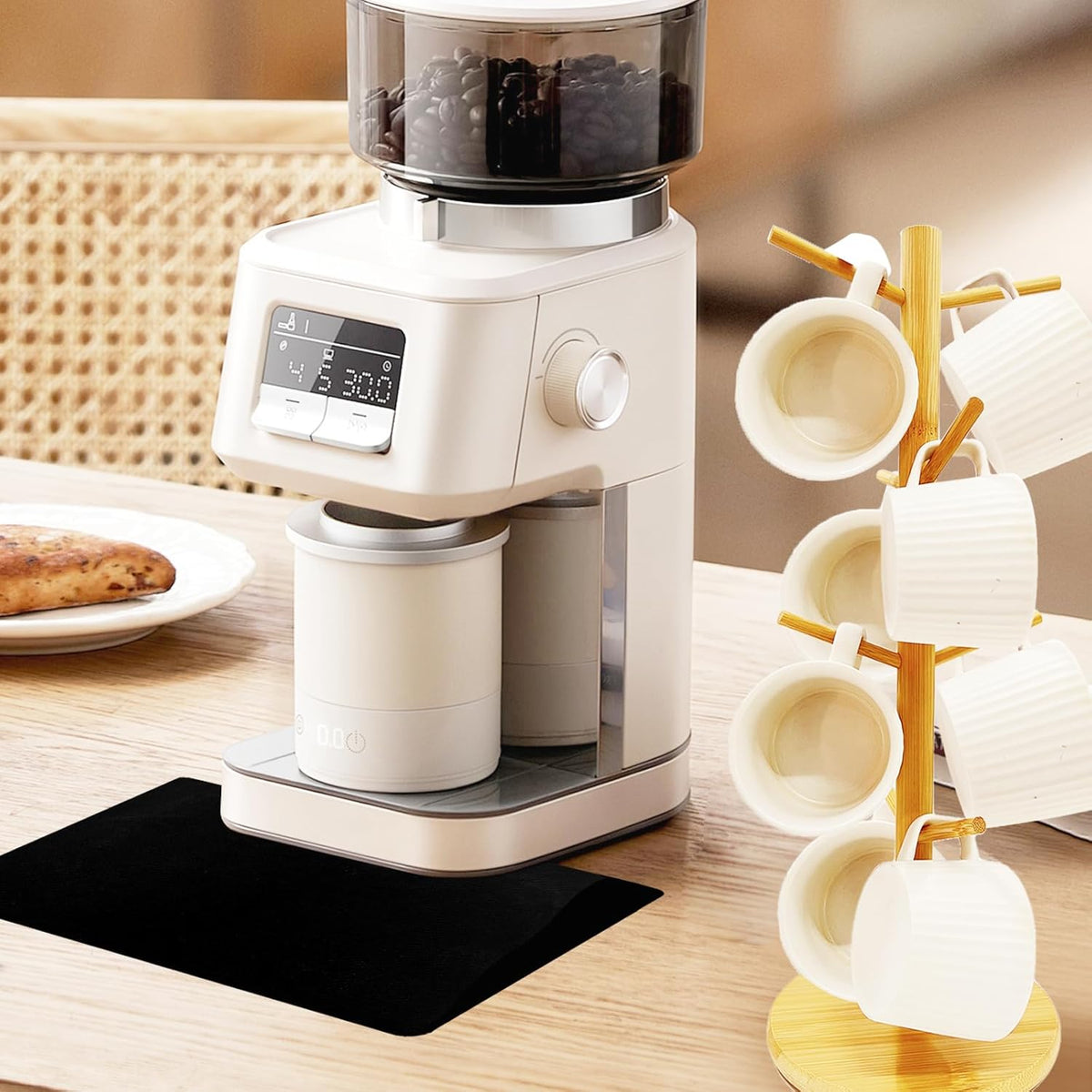 SNAIL GARDEN Wood Coffee Mug Holder With 8 Hooks, Cup Stand With Drying Mat, Tree Hanger Rack for Counter, Bar Accessories and Decor, Station Organizer