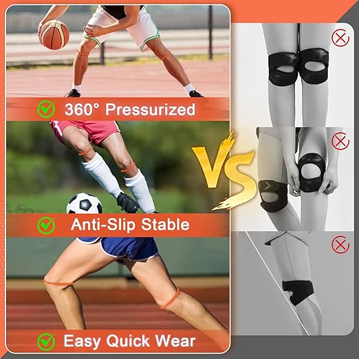 2-Pack Patellar Strap for Knee Pain Relief-Breathable & Lightweight Patellar Tendon Support Strap for Basketball, Running, Hiking-Stabilizing Knee Brace for Men, Women & Kids(Orange)