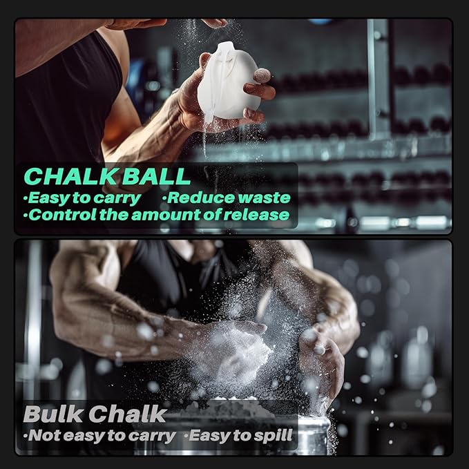 2PCS Chalk Ball - Climbing Chalk Gymnastics for Gym, Gymnastics, Grip, Climbing, Weightlifting (2.1 OZ Each)