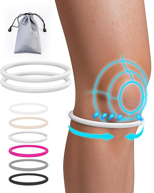 2PCS Patella Band for Knee Pain Relief, Patellar Tendon Support Strap for Tennis, Running, Jumpers, Soccer, Basketball and Hiking, Breathable & Lightweight Patella Stabilizer Knee Strap Brace Support for Women and Men, Comes with Storage Bag (White)
