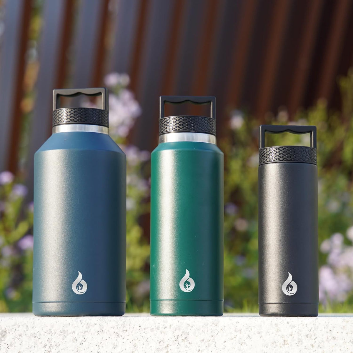 BJPKPK Insulated Water Bottles, Dishwasher Safe 36 oz Water Bottle with Handle, Leakproof BPA Free Water Jug, Stainless Steel Thermos for Sports, Black