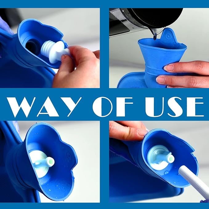 2 L Home Enema Bag Kit with 2 Enema Tips,60 inch Long Silicone Hose, Controlable Water Flow Valve, Hot-Water Bottle for Colon Cleansing Enemas(Blue)