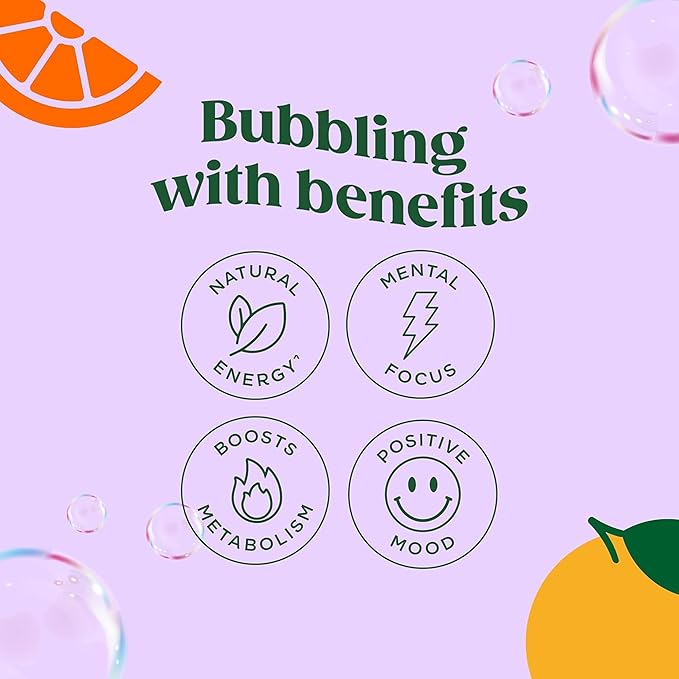 Bloom Nutrition Sparkling Energy Drink - Natural Caffeine, Zero Sugar, 180mg Caffeine - Antioxidant-Rich with Green Coffee Bean, Green Tea Extract, Prebiotics - Orange - 12oz 12 Pack