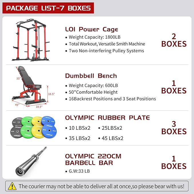 Power Cage,1600lbs Multi-Function Power Rack with Adjustable Cable Crossover System and More Training Attachment, Weight Cage for Home Gym