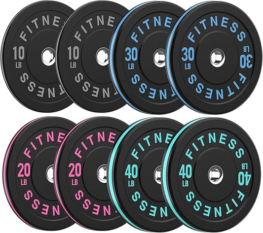 2 Inch Bumper Plates,10-500lbs,Barbell Rubber Olympic Weight Plates Set for Home Gym, Strength Training & Weight Lifting, Multiple Options Colors