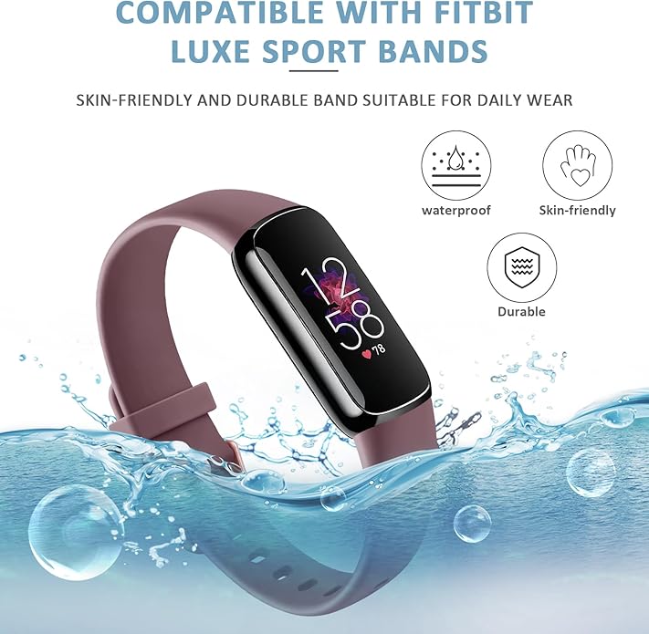 2-Pack Bands for Fitbit Luxe Bands for Women Men, Soft Silicone Wristband Replacement Strap for Fitbit Luxe Special Edition Fitness Tracker