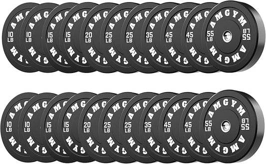 2 Inch Bumper Plates,10-500lbs,Barbell Rubber Olympic Weight Plates Set for Home Gym, Strength Training & Weight Lifting, Multiple Options Colors