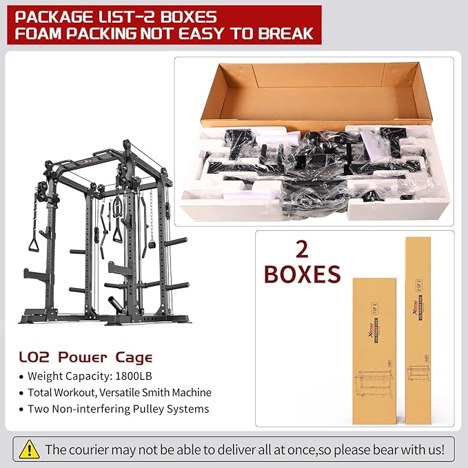 Power Cage,1600lbs Multi-Function Power Rack with Adjustable Cable Crossover System and More Training Attachment, Weight Cage for Home Gym