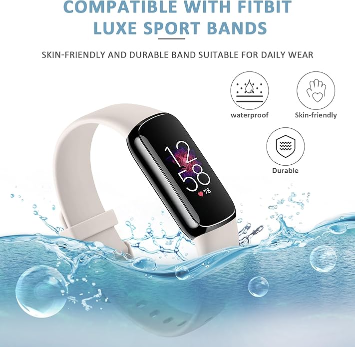 2-Pack Bands for Fitbit Luxe Bands for Women Men, Soft Silicone Wristband Replacement Strap for Fitbit Luxe Special Edition Fitness Tracker
