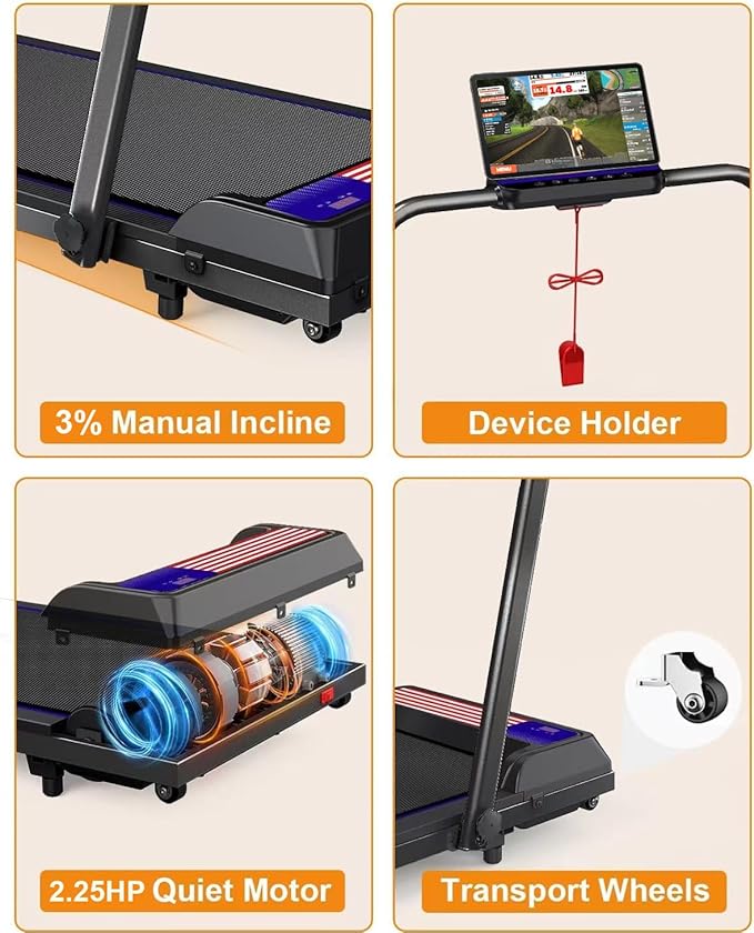 2 in 1 Treadmill and Walking Pad for Home/Office, Walking Treadmill with Remote Control, APP, and LED Display