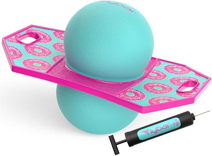 Flybar Pogo Trick Ball for Kids, Bounce Board for Boys and Girls Ages 6+, Up to 160 lbs, Includes Pump, Easy to Carry Handle, Durable Plastic Deck Indoor, Outdoor Toy Pogo Jumper,