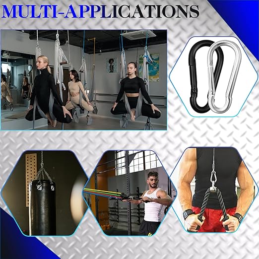 50 Pack 1.97" Heavy Duty Carabiner Clips, M5 Black Galvanized Steel Spring Snap Hooks, Rust-Resistant Keychain Clips for Hammock, Camping, Hiking, Fishing, Swing Set