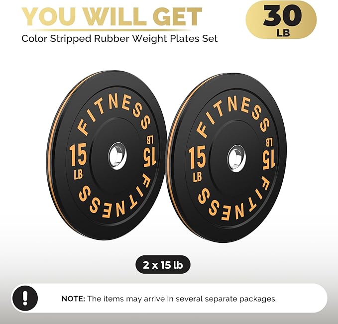 2 Inch Bumper Plates,10-500lbs,Barbell Rubber Olympic Weight Plates Set for Home Gym, Strength Training & Weight Lifting, Multiple Options Colors