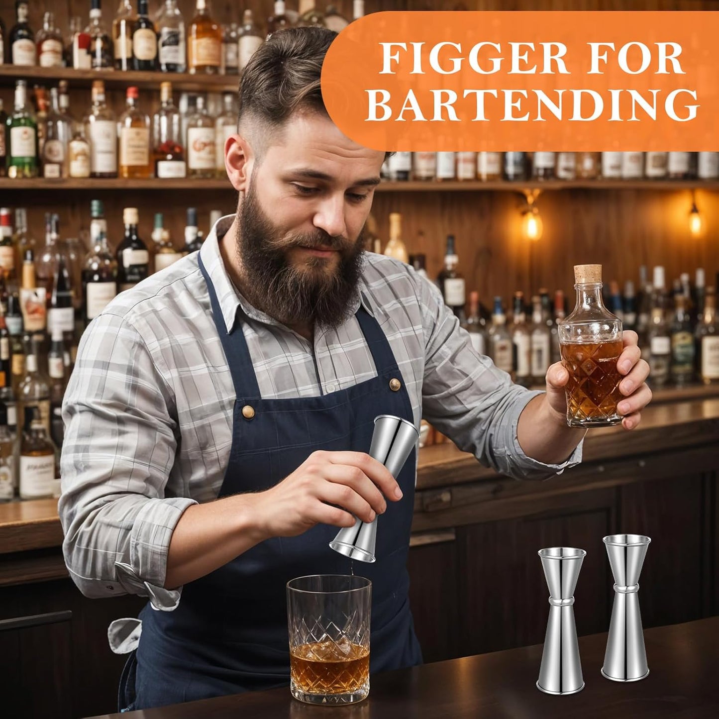 9 Pieces Jigger for Bartending Cocktail Jigger 2 oz 1 oz, 304 Stainless Steel Shot Glass Measuring Cup Shot Measure Jigger Double Jigger for Bartender Bar Supplies