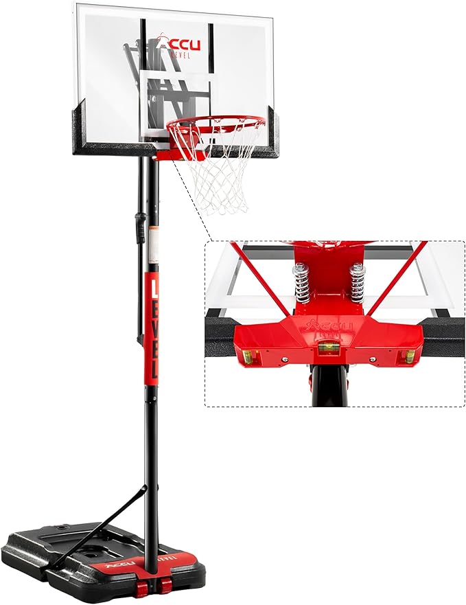 Basketball Hoop 4.7-10ft Adjustable Portable Basketball Goals System with 44-48 Inch Patented Angle Adjustable Backboard, for Kids Youth and Adults Outdoor Indoor Use