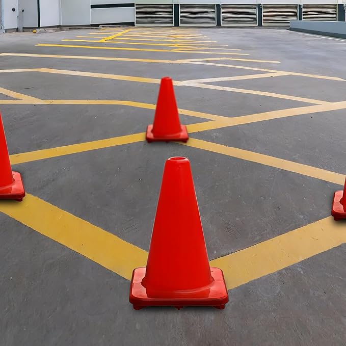 6, 9, 12, 18, 28 Inch Sports Training Traffic Cones - Durable Orange Cones for Soccer, Football, Basketball, Agility Drills, Parking, Safety, Road Use (Set of 12)