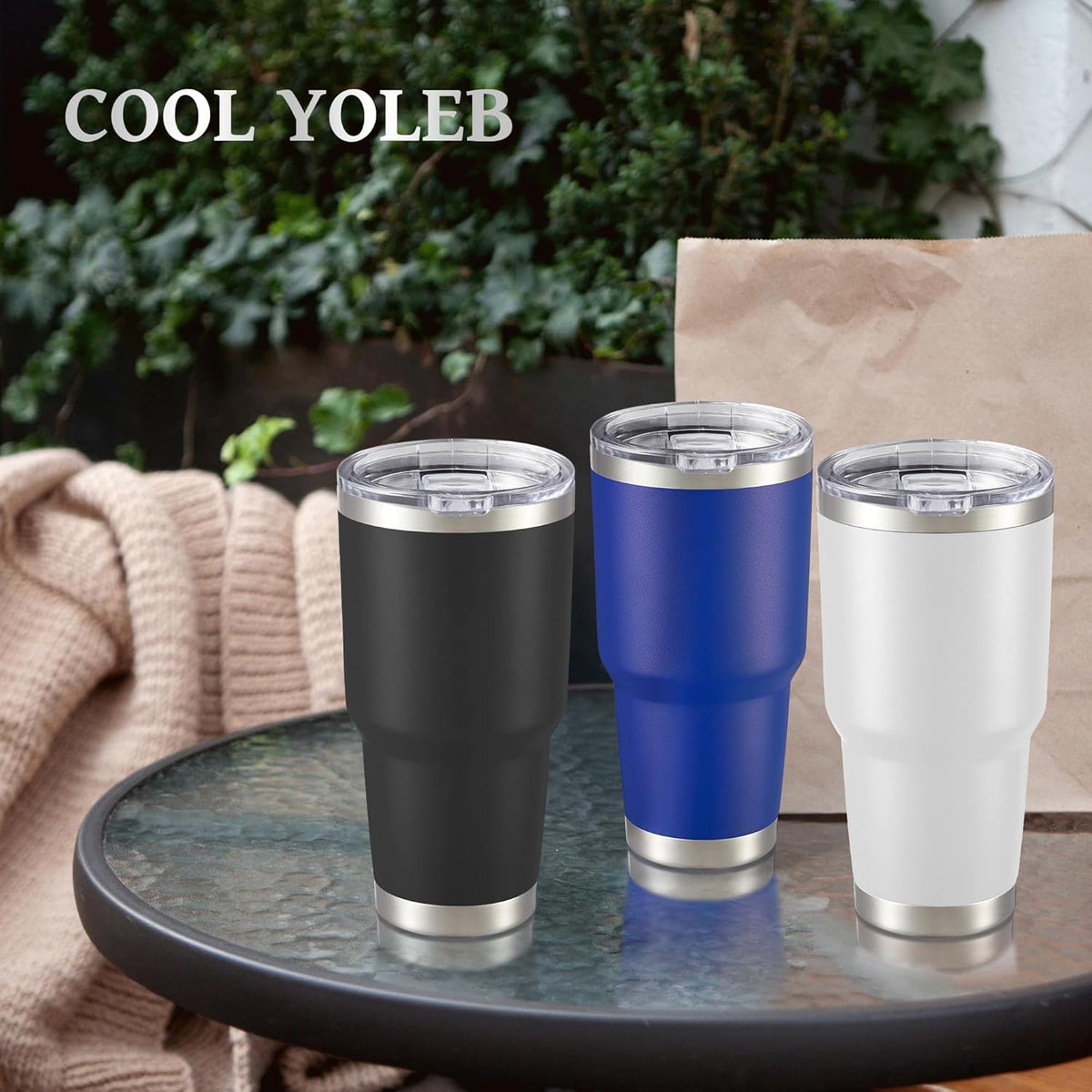 30 oz Tumbler with Lid Stainless Steel Tumblers Bulk Vacuum Insulated Cup Reusable Powder Coated Travel Mug Double Wall Leak Proof Cups Keep Cold Drinks for 12 Hours Blue, Set of 12