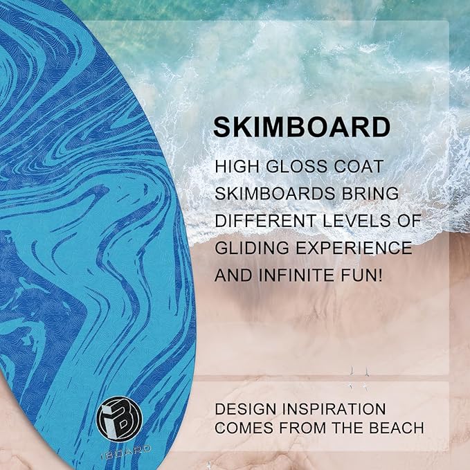 36” Skipper Skimboard with High Gloss Coat Wooden Skim Boards for Beginners, Teenagers and Adults Beach Skimboard 3 Color Traction Pad to Choose