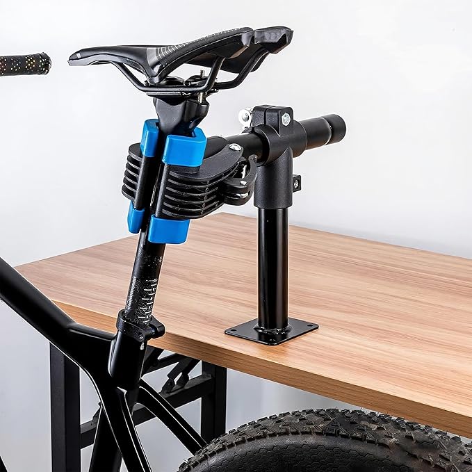 Bike Work Stand – Heavy-Duty Floor Mounted Bicycle Repair Rack with Adjustable Clamp – Rotatable Bike Maintenance Stand for Home & Garage Use