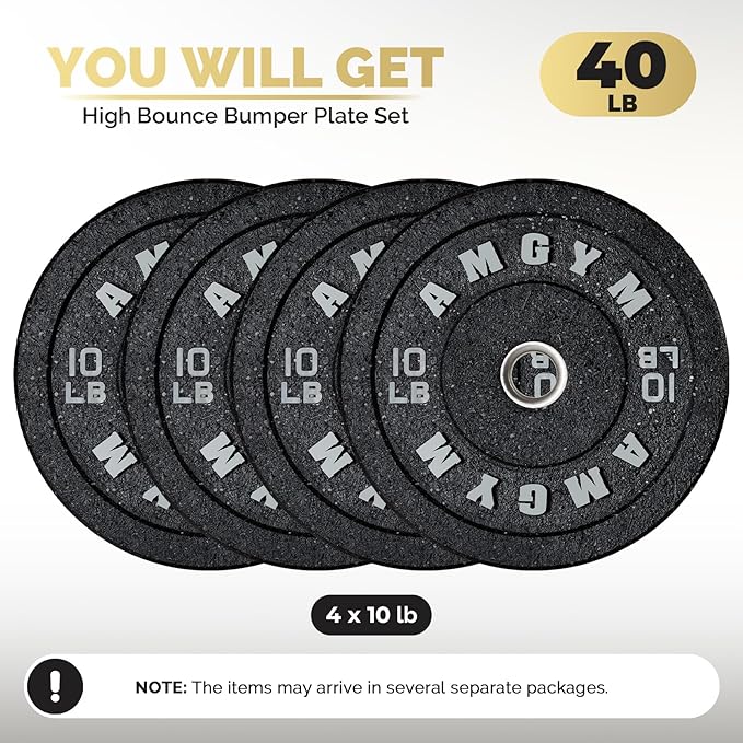 2 Inch Bumper Plates,10-500lbs,Barbell Rubber Olympic Weight Plates Set for Home Gym, Strength Training & Weight Lifting, Multiple Options Colors