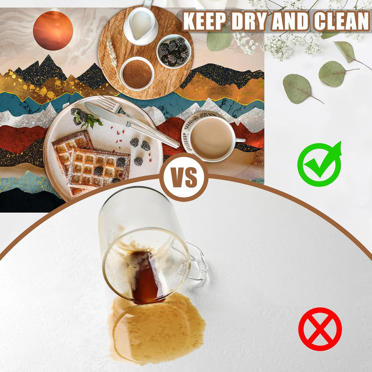 Abstract Golden Mountains Coffee Mat Absorbent Dish Drying Mat for Kitchen Counter Hide Stain Rubber Backed Coffee Bar Accessories Fit Under Espresso Machine Dish Drainer, 11.8 x 19.7 Inch