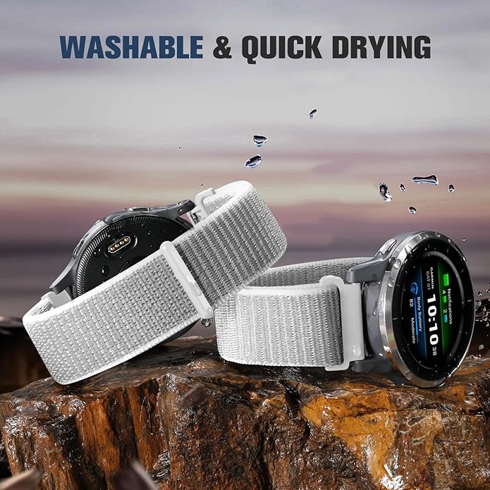 18mm 20mm 22mm Hook and Loop Watch Band Compatible with Garmin Vivoactive 5/ Vivoactive 6/ Vivoactive 3, Soft Nylon Breathable Sport Strap for Venu 2S/ Venu3S/ Forerunner 265s,Venu 3/ Venu 2 Men Women