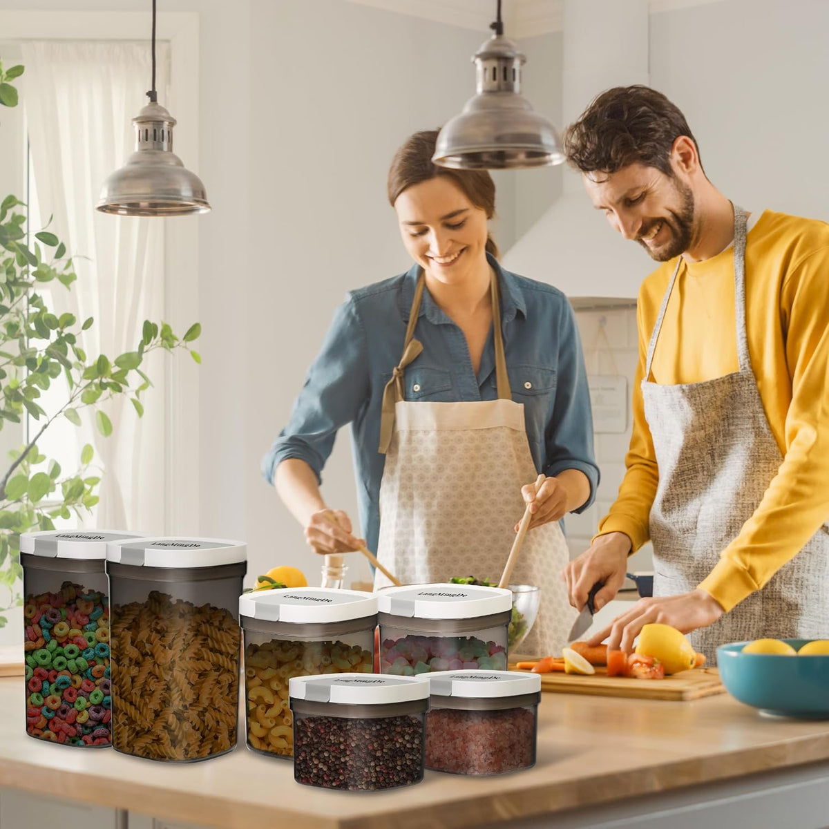4PCS Coffee Storage Containers, BPA Free Plastic Kitchen Canisters Set for Ground Coffee, Spices, Herbs, Candy, Snacks, FA-G310074